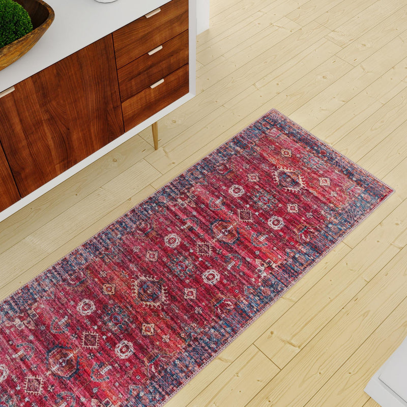 Zahara Oasis Collection Area Rug - Ouarzazate Runner Antique Red lifestyle 107