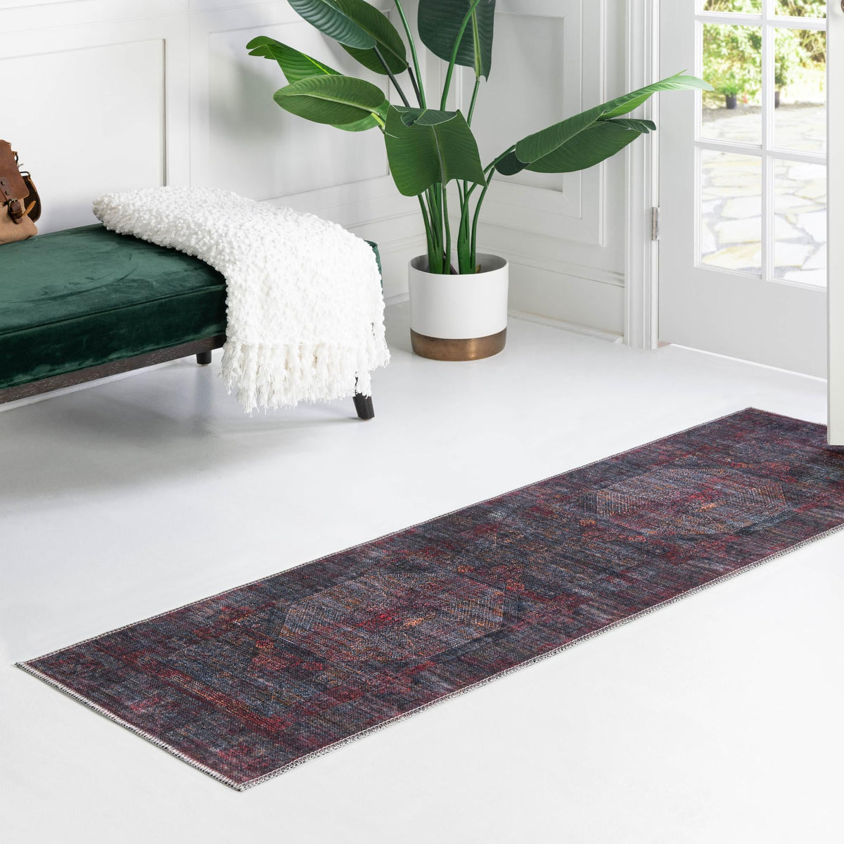 Aurora Waves Collection Area Rug - Lofoten Runner Red and Black lifestyle 60