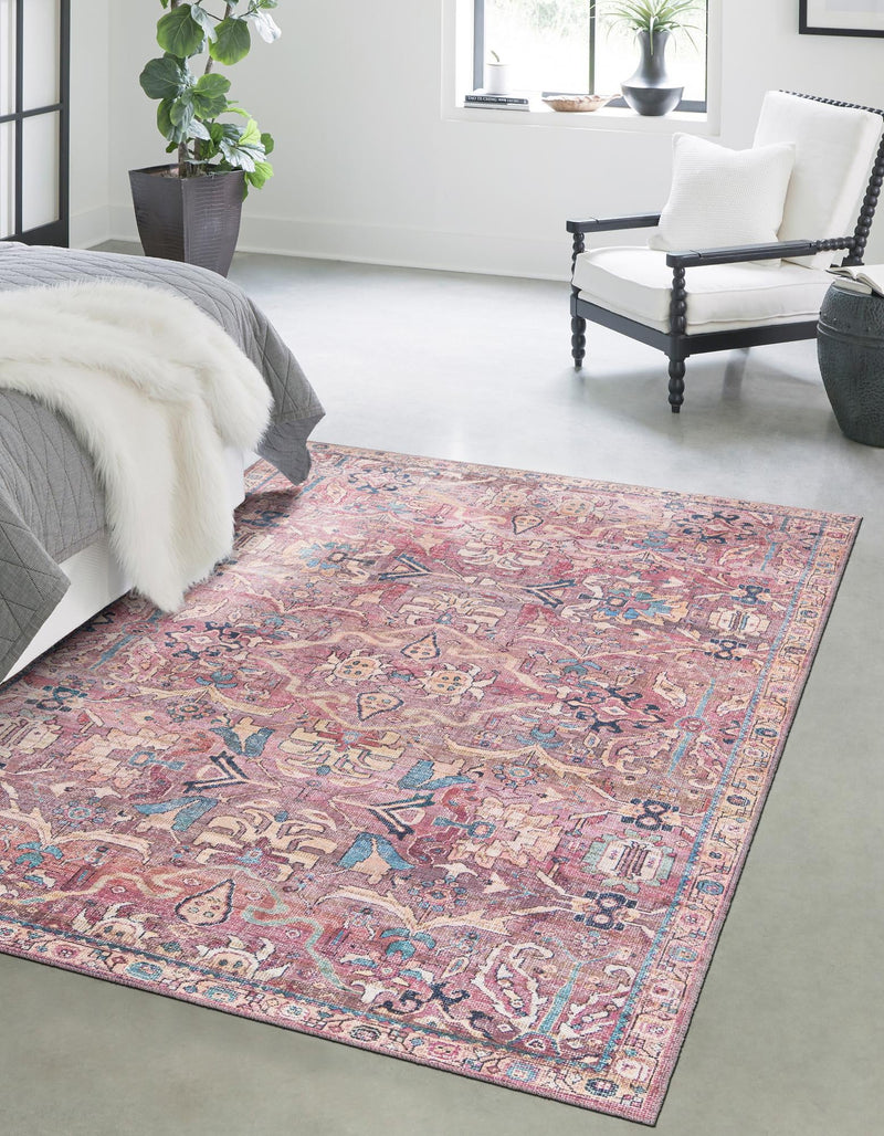 Vintage Memories Collection Area Rug - Timeless Rectangle Pink lifestyle 3