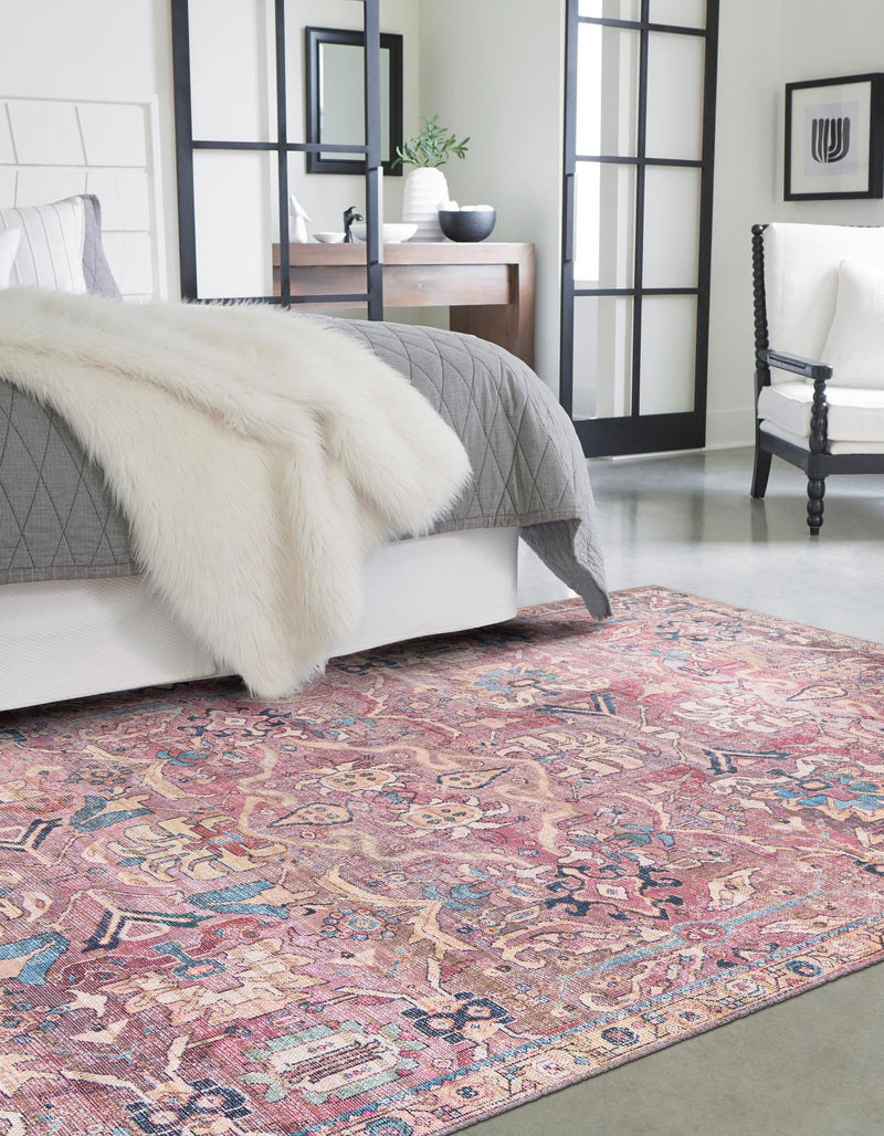 Vintage Memories Collection Area Rug - Timeless Rectangle Pink lifestyle 5