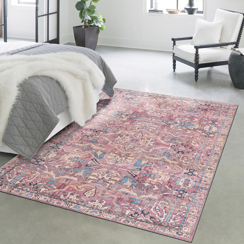 Vintage Memories Collection Area Rug - Timeless Rectangle Pink lifestyle 27