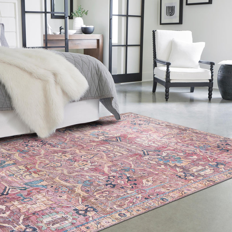 Vintage Memories Collection Area Rug - Timeless Rectangle Pink lifestyle 29