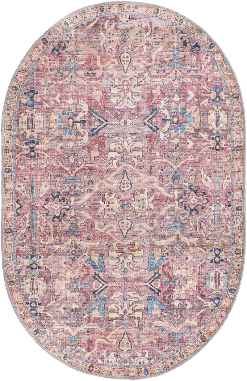 Vintage Memories Collection Area Rug - Timeless Oval Pink lifestyle 31