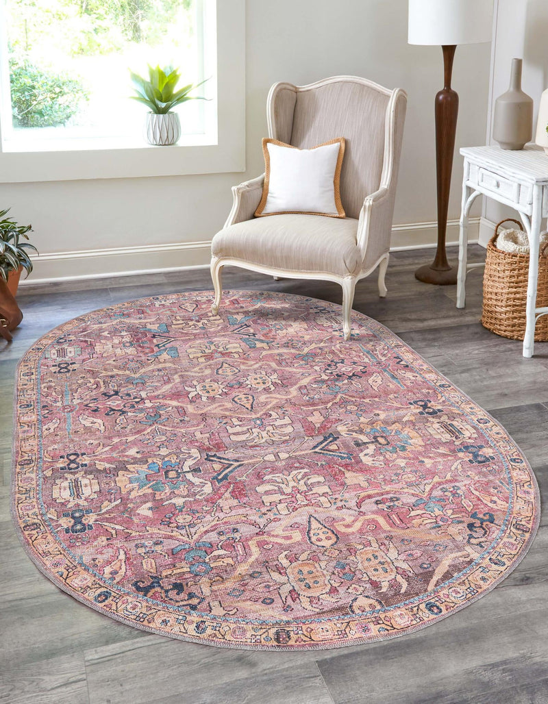 Vintage Memories Collection Area Rug - Timeless Oval Pink lifestyle 39