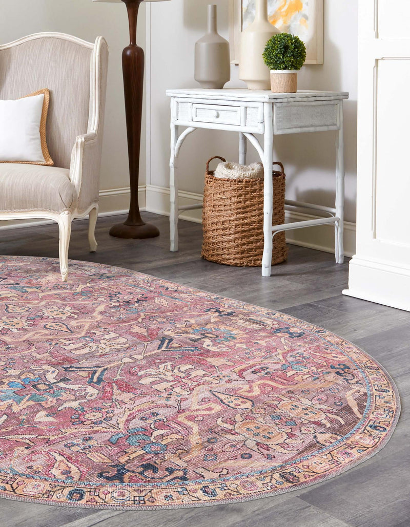 Vintage Memories Collection Area Rug - Timeless Oval Pink lifestyle 47