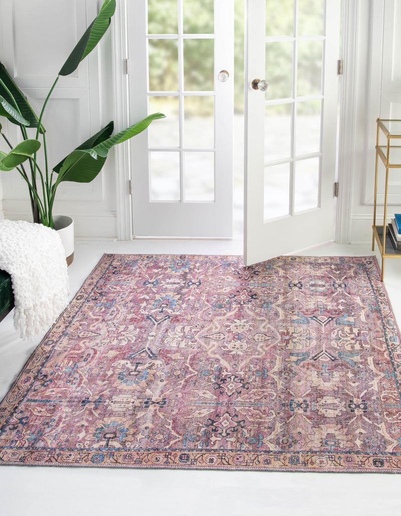 Vintage Memories Collection Area Rug - Timeless Square Pink lifestyle 40
