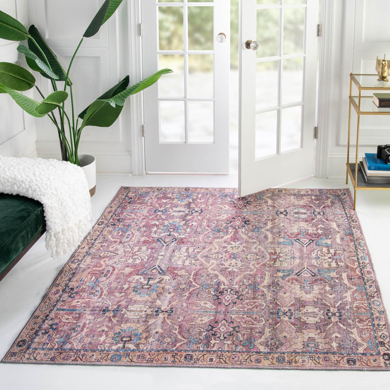 Vintage Memories Collection Area Rug - Timeless Square Pink lifestyle 135
