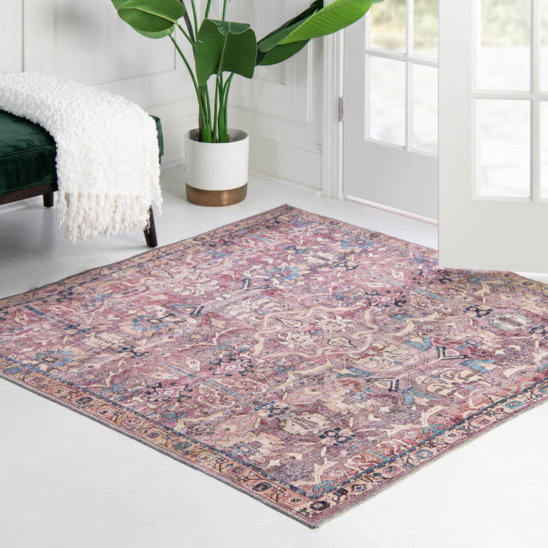 Vintage Memories Collection Area Rug - Timeless Square Pink lifestyle 141