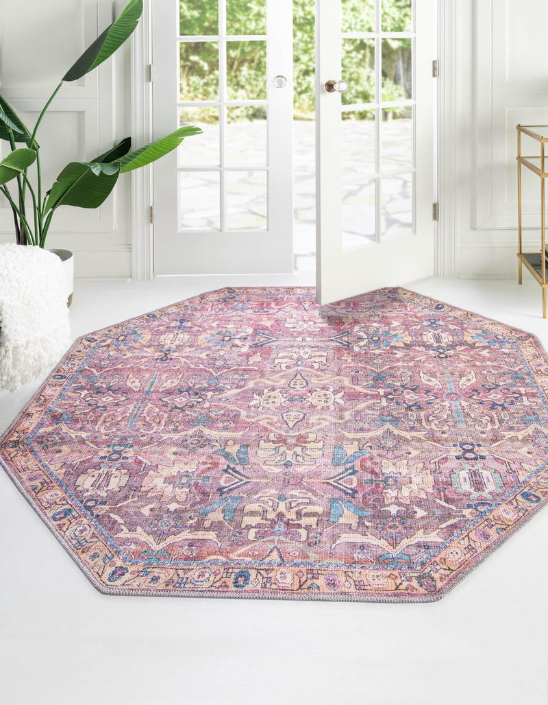 Vintage Memories Collection Area Rug - Timeless Octagon Pink lifestyle 42