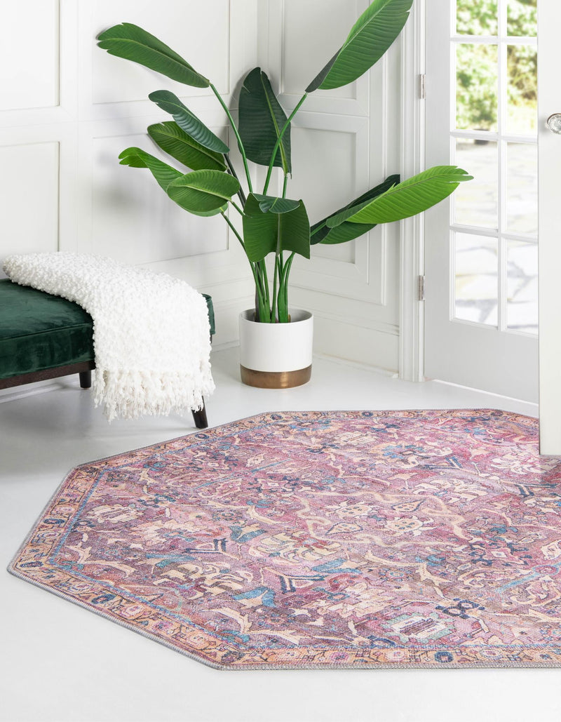 Vintage Memories Collection Area Rug - Timeless Octagon Pink lifestyle 50