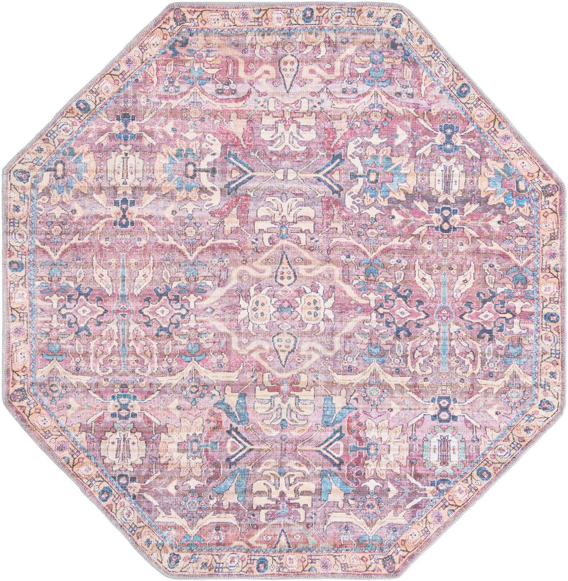 Vintage Memories Collection Area Rug - Timeless Octagon Pink lifestyle 34