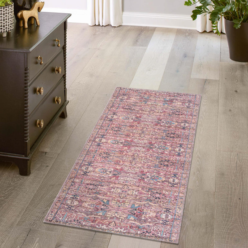 Vintage Memories Collection Area Rug - Timeless Runner Pink lifestyle 137