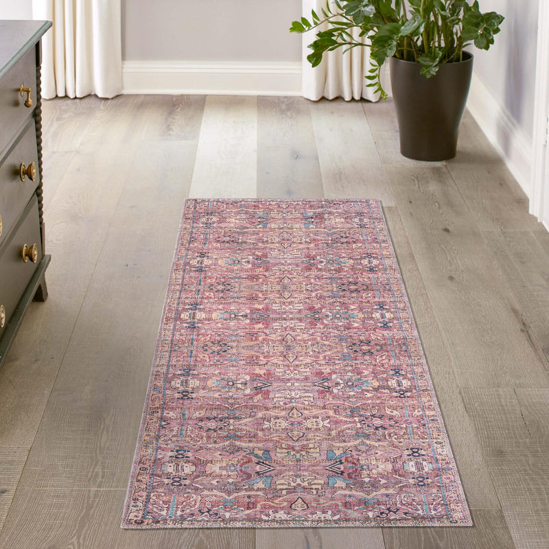 Vintage Memories Collection Area Rug - Timeless Runner Pink lifestyle 143