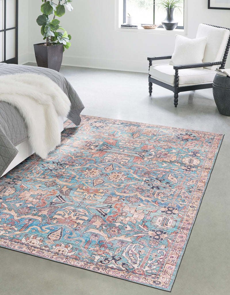Vintage Memories Collection Area Rug - Timeless Rectangle Blue lifestyle 4