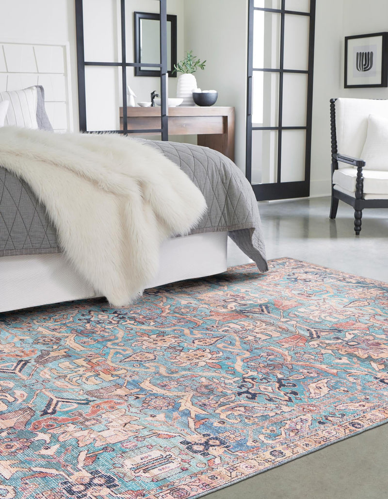 Vintage Memories Collection Area Rug - Timeless Rectangle Blue lifestyle 6