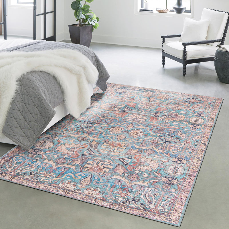 Vintage Memories Collection Area Rug - Timeless Rectangle Blue lifestyle 28