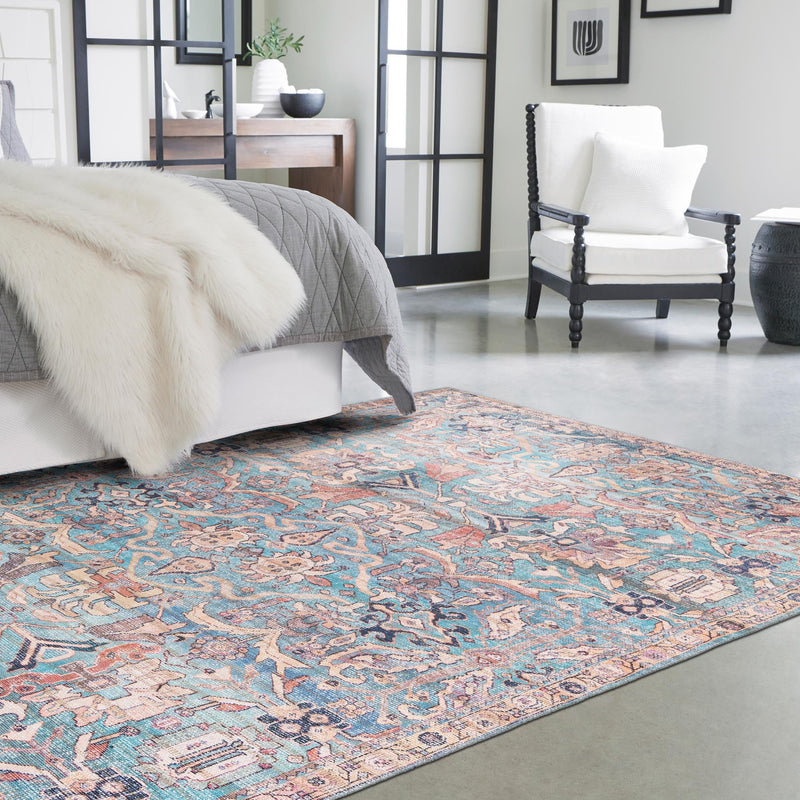 Vintage Memories Collection Area Rug - Timeless Rectangle Blue lifestyle 30
