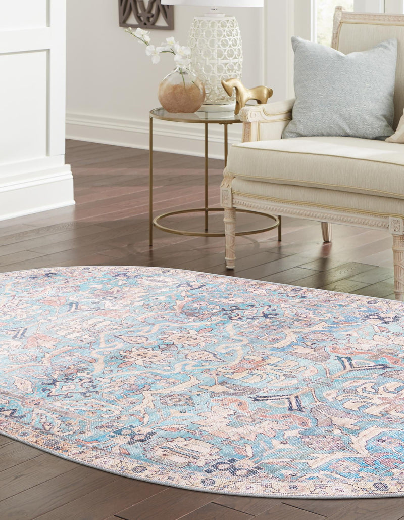 Vintage Memories Collection Area Rug - Timeless Oval Blue lifestyle 52