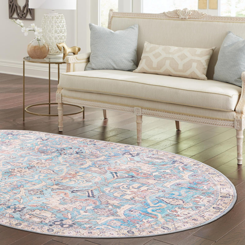 Vintage Memories Collection Area Rug - Timeless Oval Blue lifestyle 144