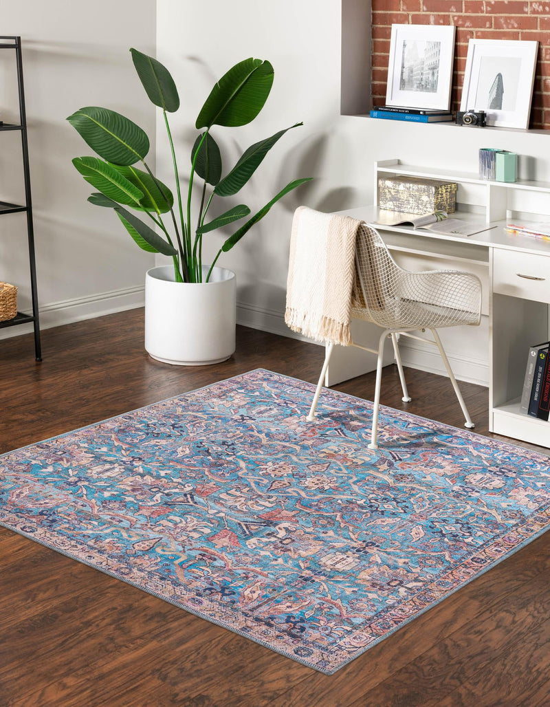 Vintage Memories Collection Area Rug - Timeless Square Blue lifestyle 53