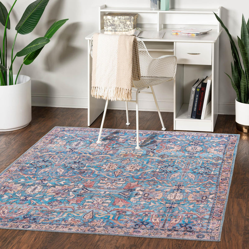 Vintage Memories Collection Area Rug - Timeless Square Blue lifestyle 139