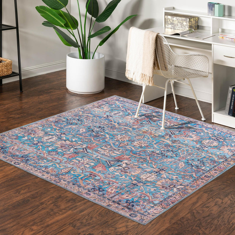 Vintage Memories Collection Area Rug - Timeless Square Blue lifestyle 145