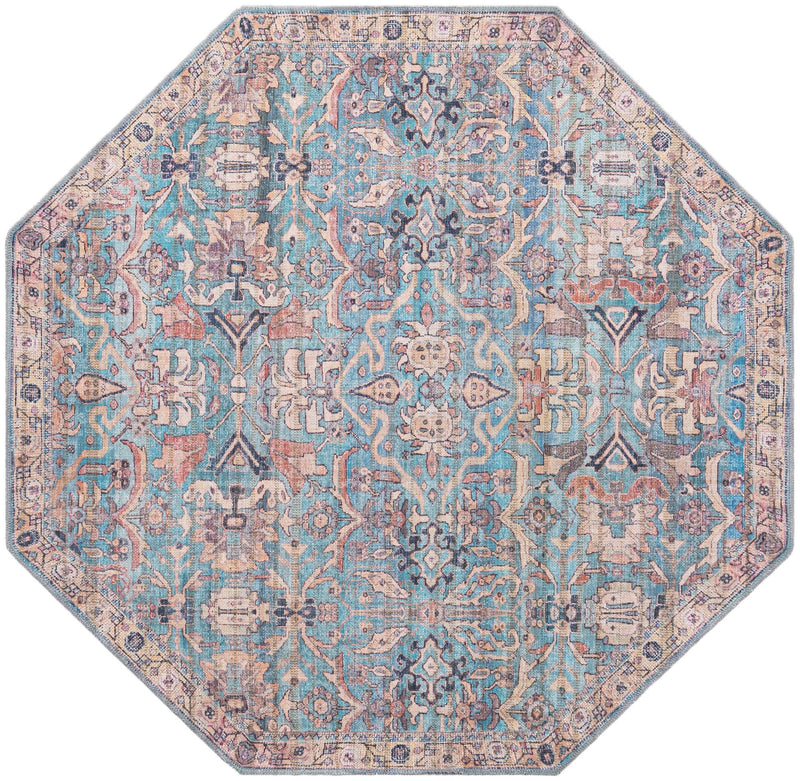 Vintage Memories Collection Area Rug - Timeless Octagon Blue lifestyle 39