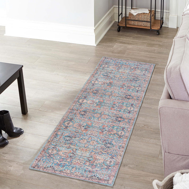 Vintage Memories Collection Area Rug - Timeless Runner Blue lifestyle 140
