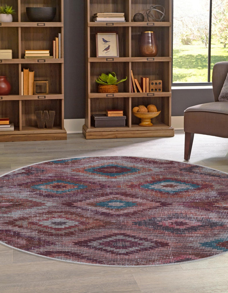 Mesa Modern Collection Area Rug - Arroyo Round Terracotta lifestyle 23