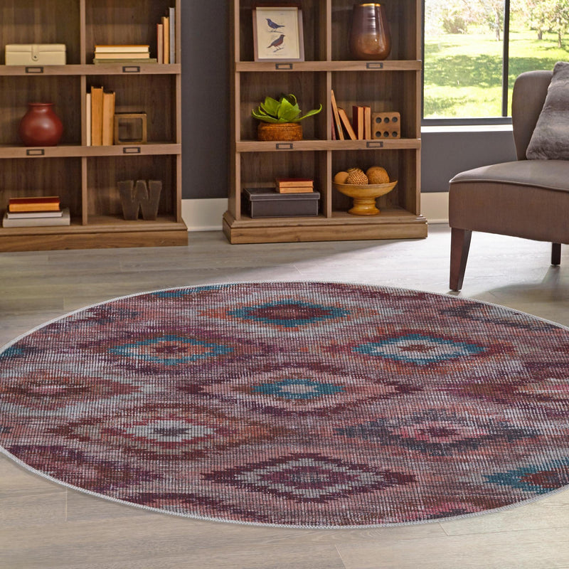 Mesa Modern Collection Area Rug - Arroyo Round Terracotta lifestyle 72
