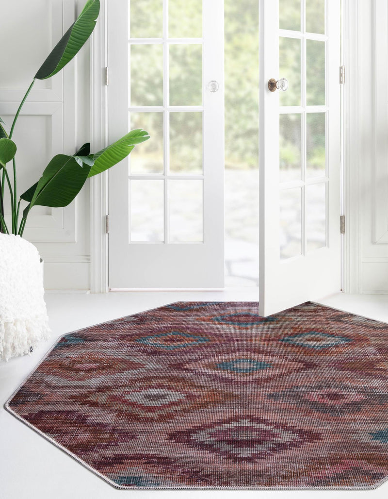 Mesa Modern Collection Area Rug - Arroyo Octagon Terracotta lifestyle 26