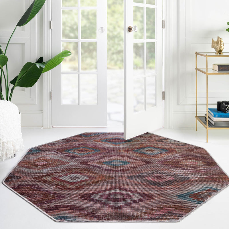 Mesa Modern Collection Area Rug - Arroyo Octagon Terracotta lifestyle 74