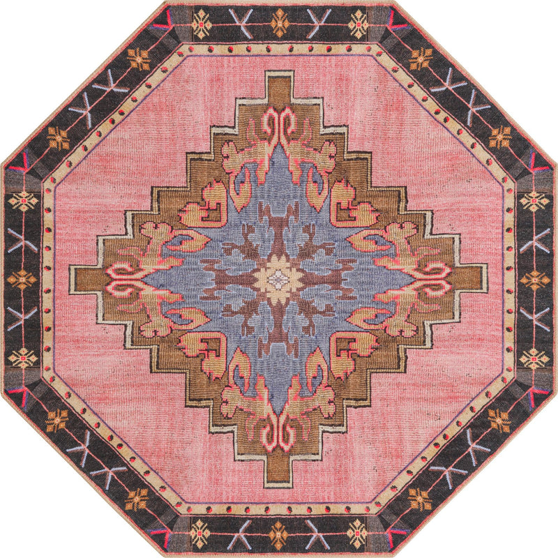 Heritage Elegance Collection Area Rug - Winterthur (Pink) Octagon Pink lifestyle 12