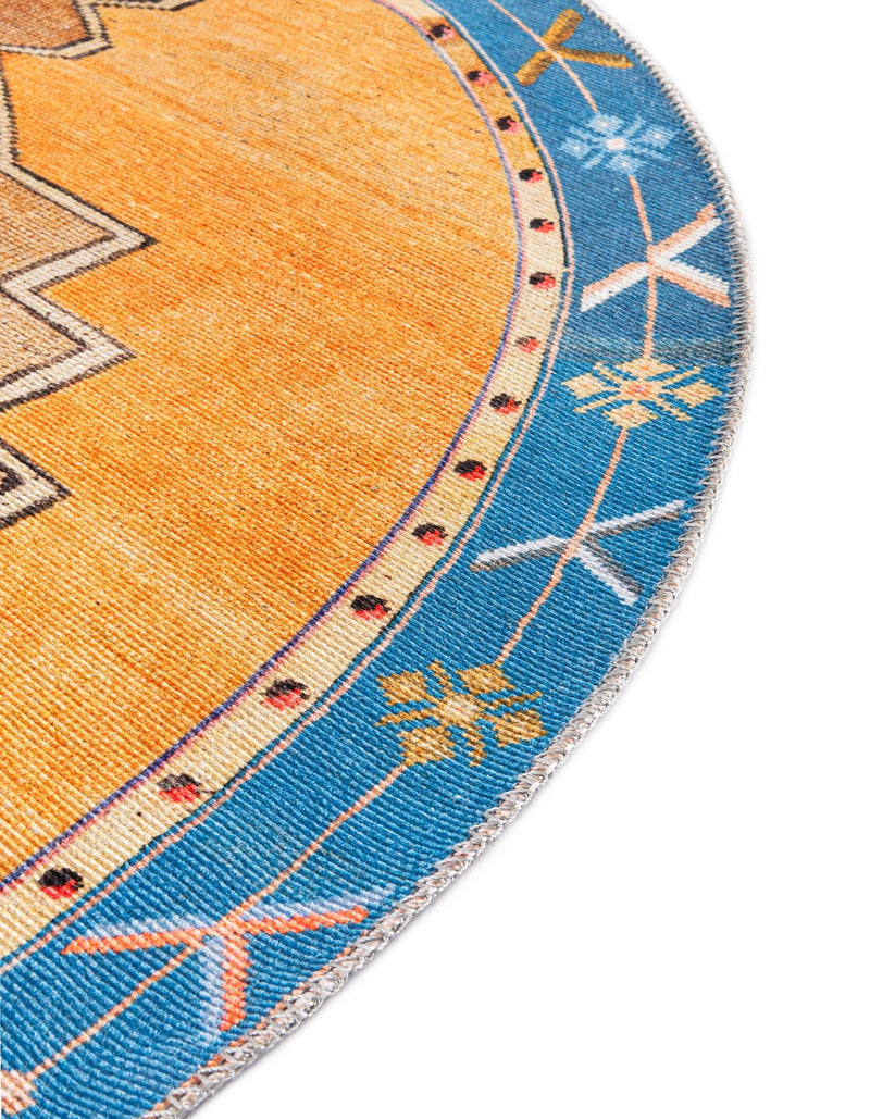 Heritage Elegance Collection Area Rug - Winterthur (Orange) Round Orange lifestyle 29