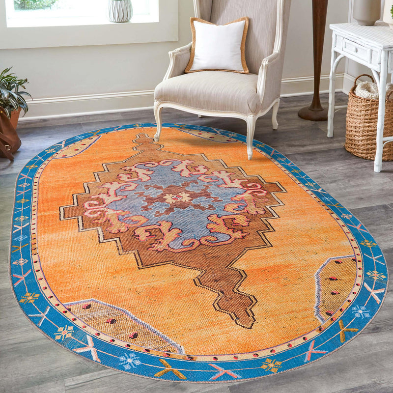 Heritage Elegance Collection Area Rug - Winterthur (Orange) Oval Orange lifestyle 76
