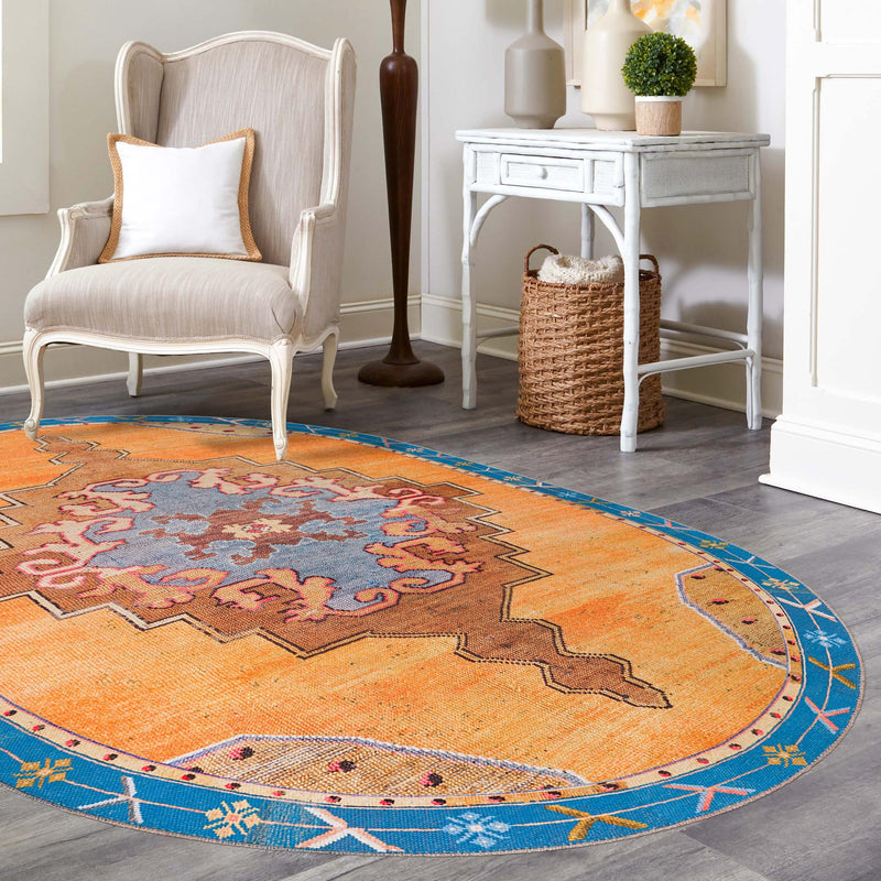 Heritage Elegance Collection Area Rug - Winterthur (Orange) Oval Orange lifestyle 80
