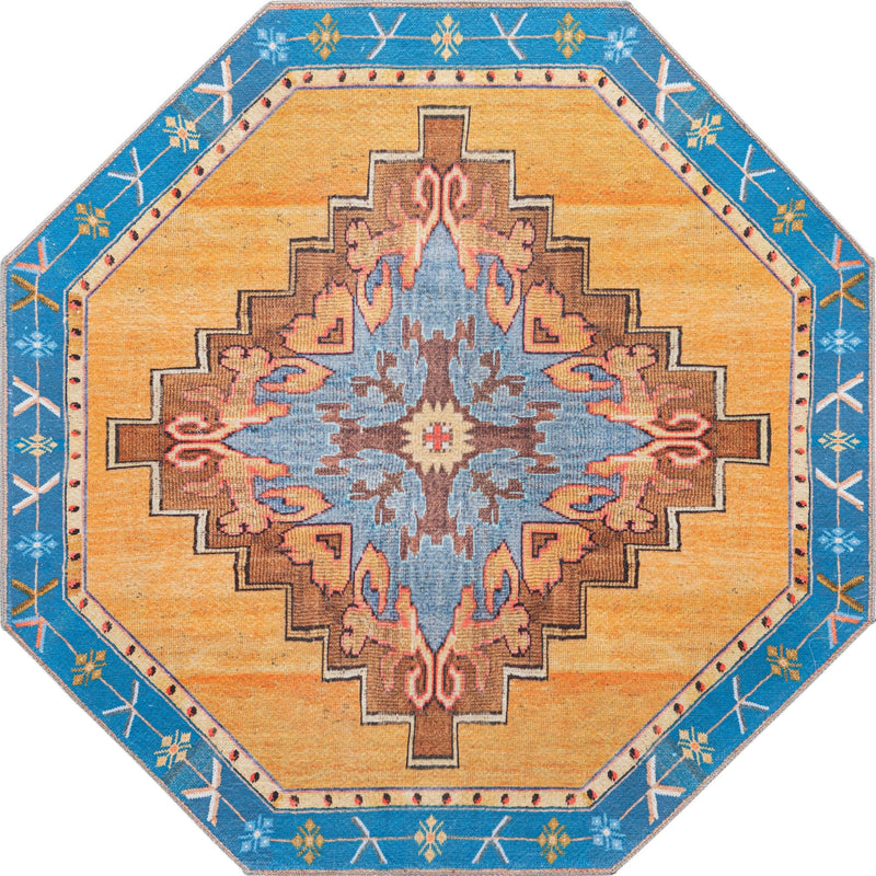 Heritage Elegance Collection Area Rug - Winterthur (Orange) Octagon Orange lifestyle 17
