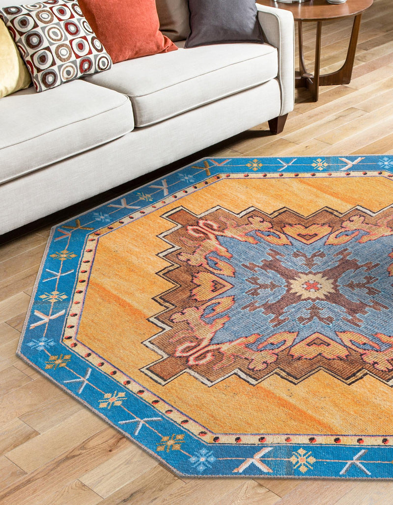 Heritage Elegance Collection Area Rug - Winterthur (Orange) Octagon Orange lifestyle 22
