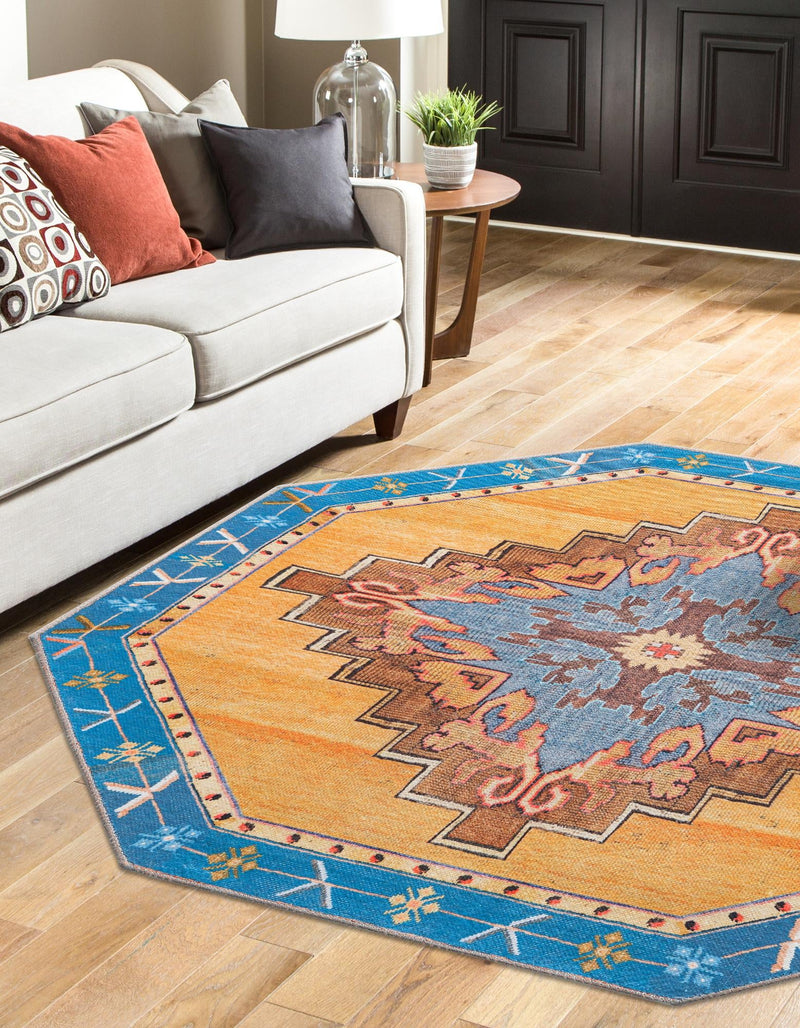 Heritage Elegance Collection Area Rug - Winterthur (Orange) Octagon Orange lifestyle 27
