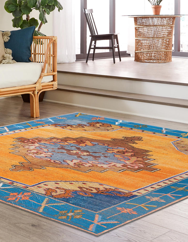 Heritage Elegance Collection Area Rug - Winterthur (Orange) Square Orange lifestyle 28