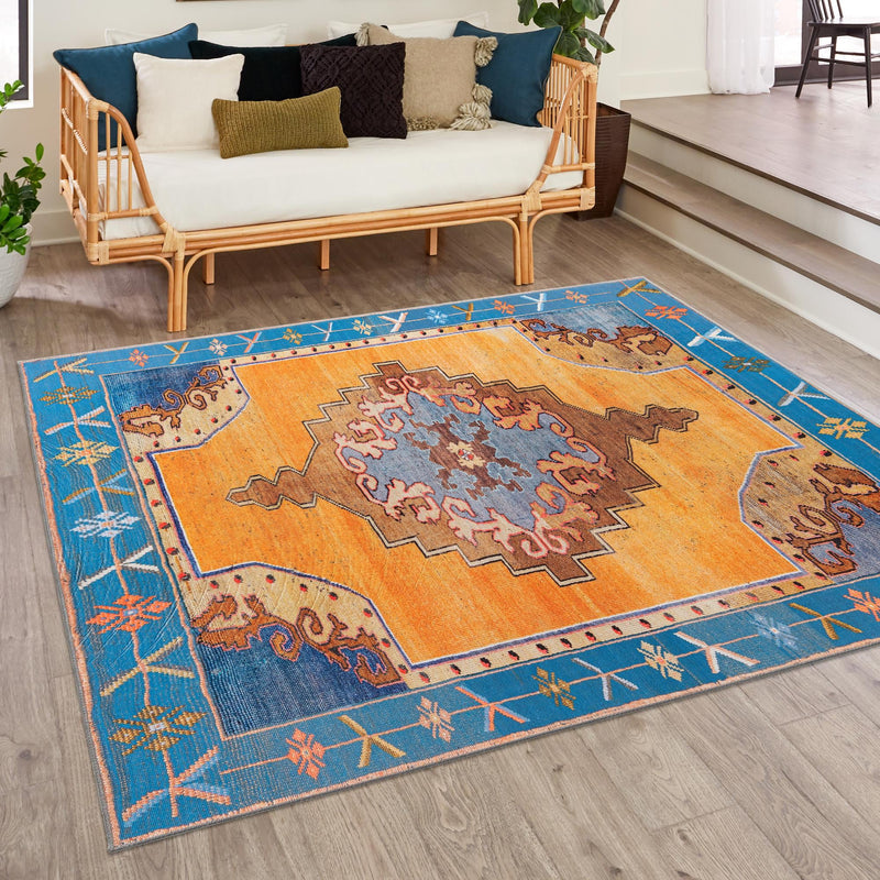 Heritage Elegance Collection Area Rug - Winterthur (Orange) Square Orange lifestyle 78