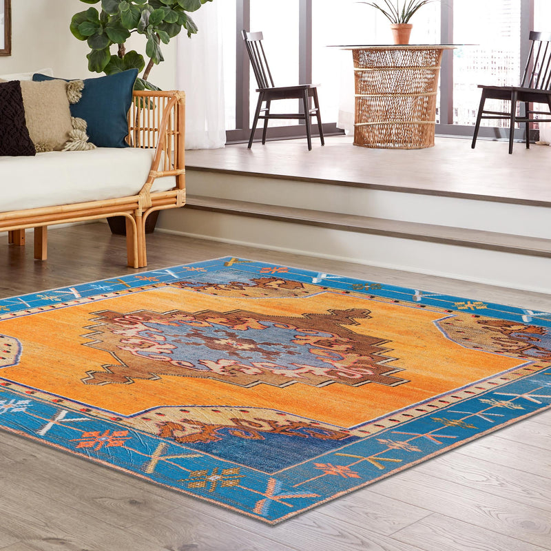 Heritage Elegance Collection Area Rug - Winterthur (Orange) Square Orange lifestyle 82