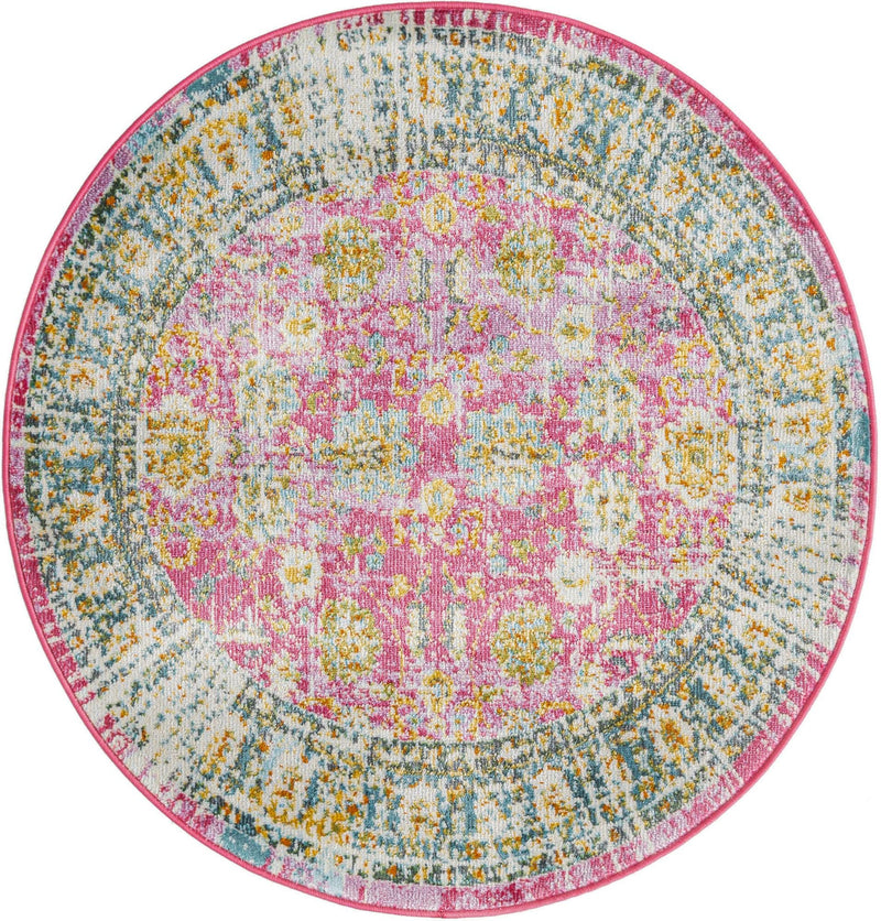 Arcadia Rugs Collection Area Rug - Shangri-La Round Pink lifestyle 15