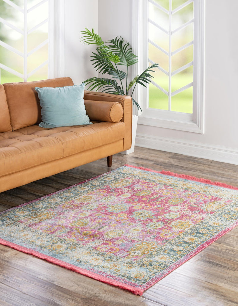 Arcadia Rugs Collection Area Rug - Shangri-La Square Pink lifestyle 21
