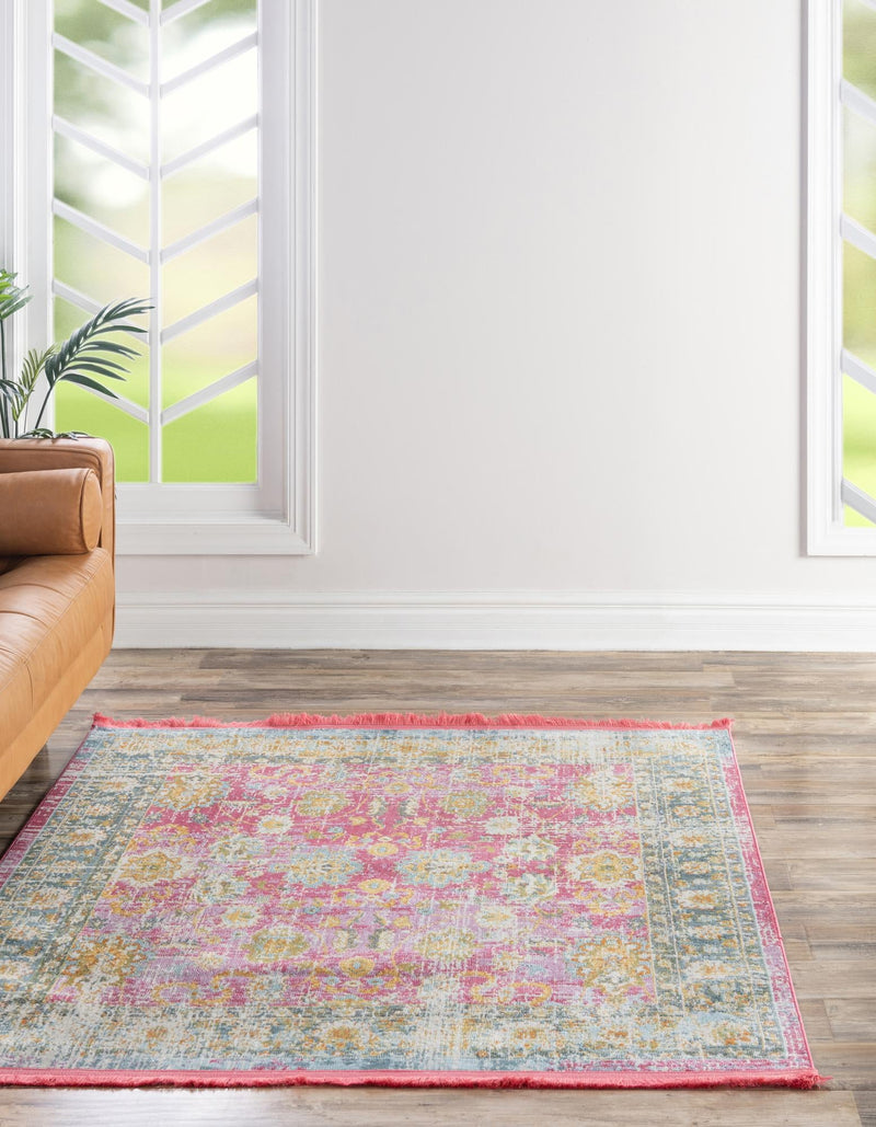 Arcadia Rugs Collection Area Rug - Shangri-La Square Pink lifestyle 26