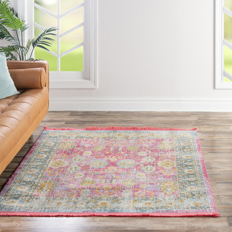 Arcadia Rugs Collection Area Rug - Shangri-La Square Pink lifestyle 85