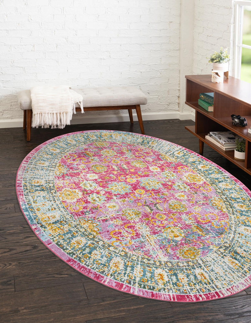 Arcadia Rugs Collection Area Rug - Shangri-La Oval Pink lifestyle 22