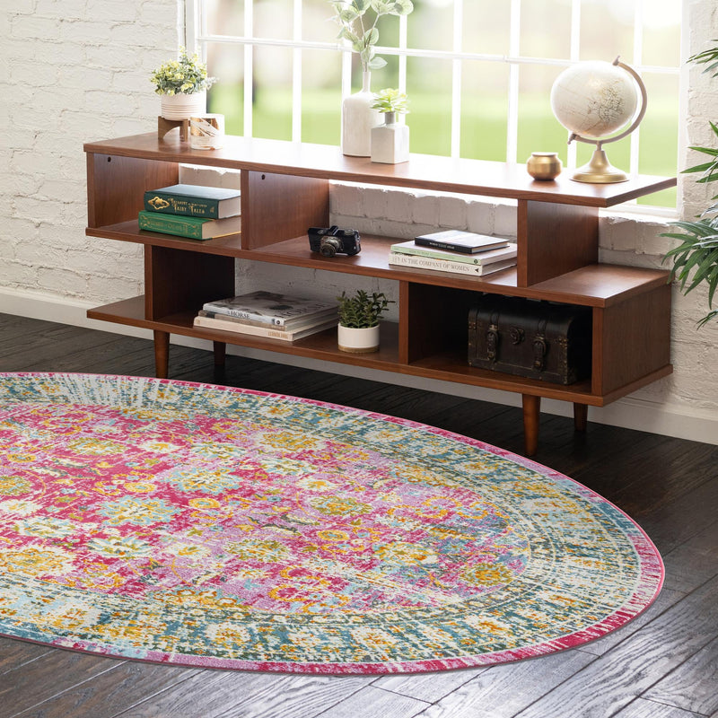 Arcadia Rugs Collection Area Rug - Shangri-La Oval Pink lifestyle 86