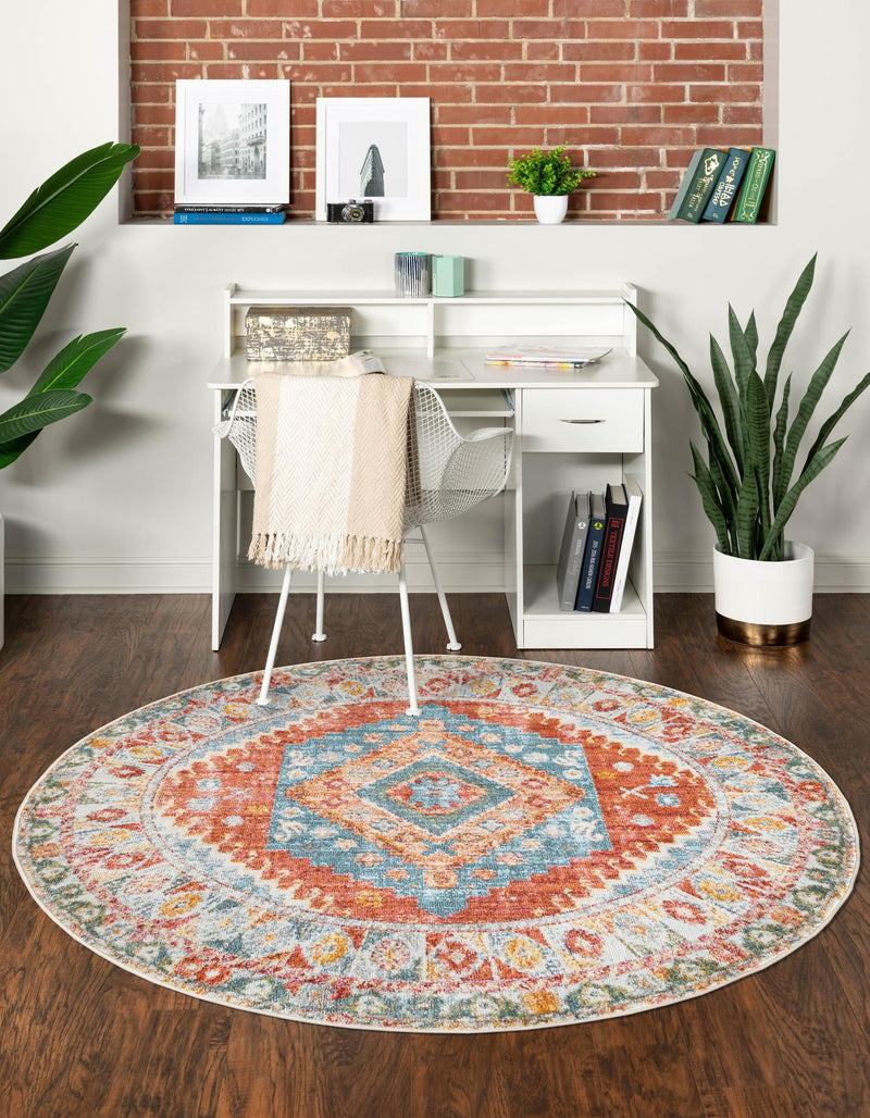 Arcadia Rugs Collection Area Rug - Xanadu Round Salmon lifestyle 23