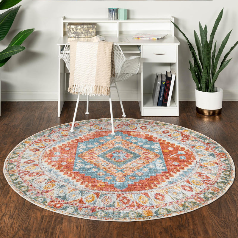 Arcadia Rugs Collection Area Rug - Xanadu Round Salmon lifestyle 85